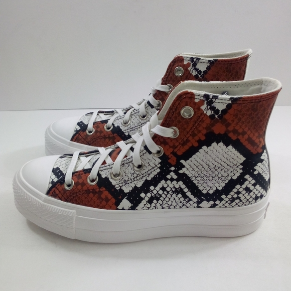NEW Converse CTAS Lift Hi Women 7.5 Snake Print Platform Leather Shoes 573082C - Picture 3 of 8
